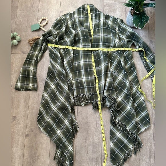 Vintage 90s Plaid Distressed Fringe Flannel Plaid Cardigan Women’s Size Large - Picture 6 of 13